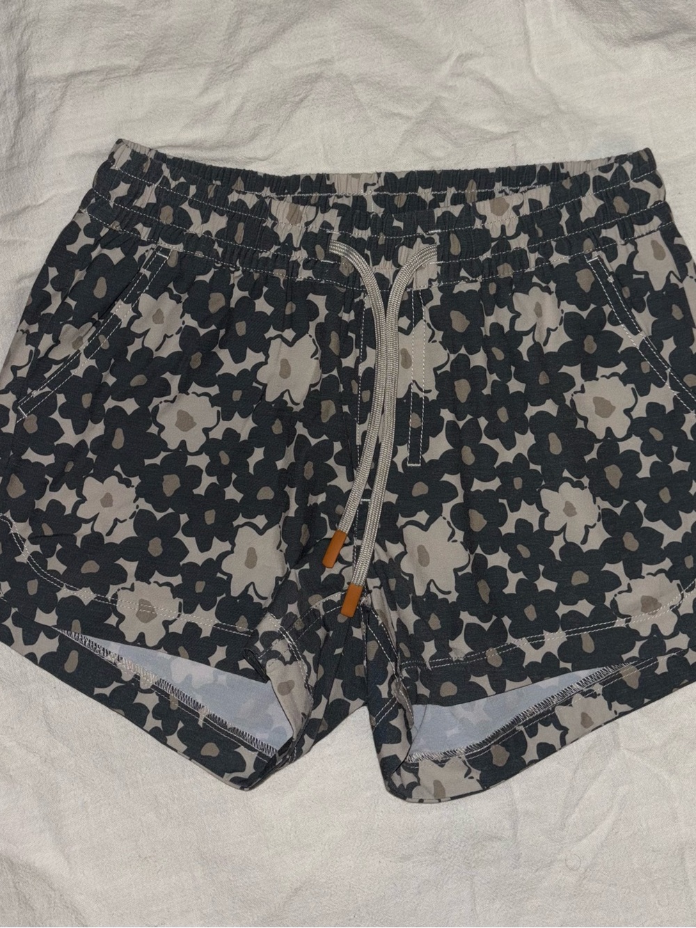 Southern Marsh Black and Beige Floral Athletic Shorts